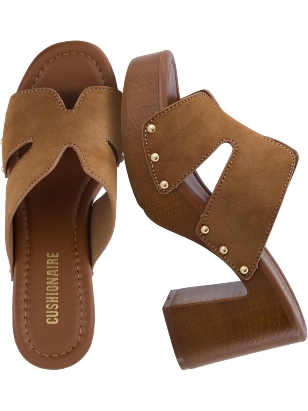 Chunky Block Heel Sandals for Women | Faux Wood & Memory Foam Comfort